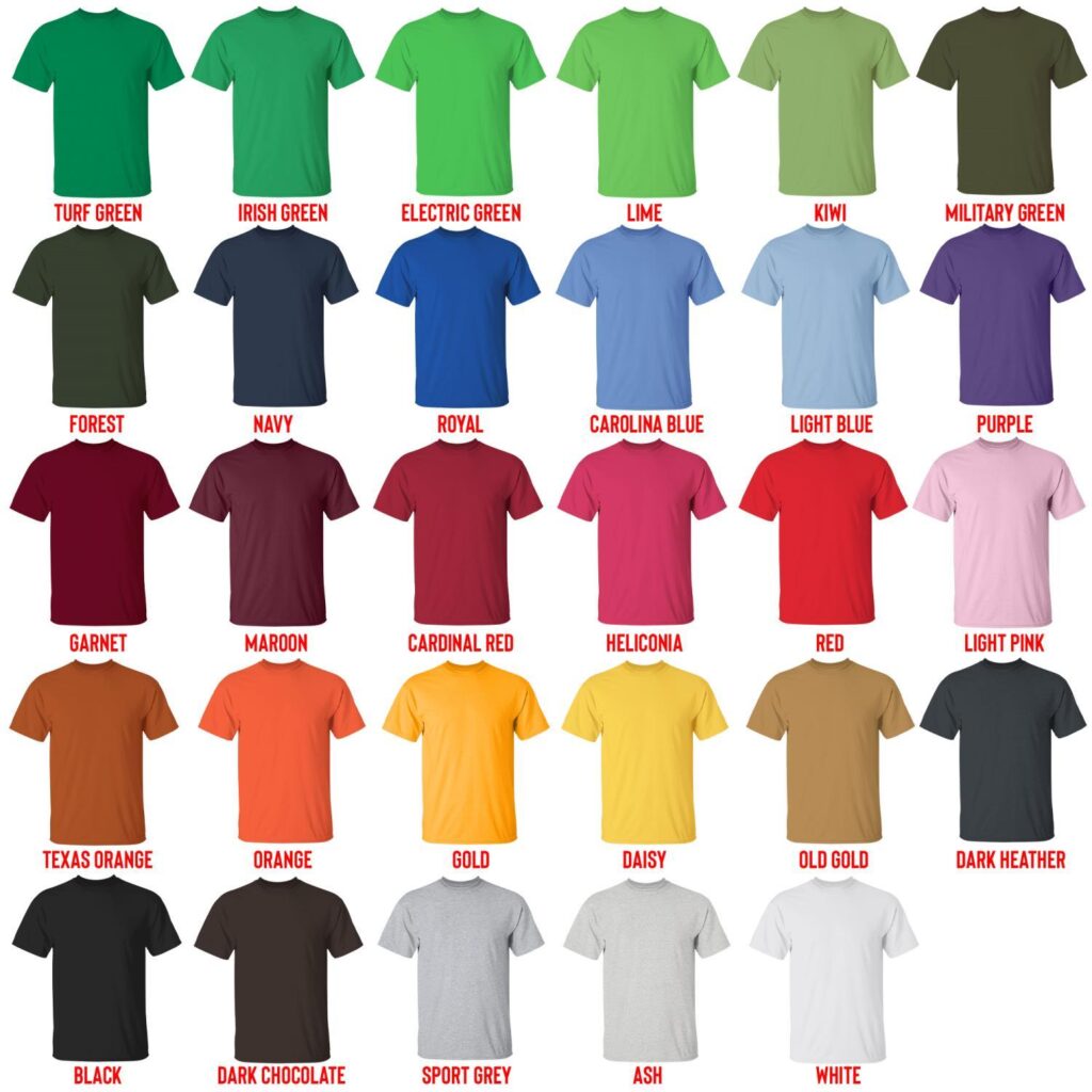 t shirt color chart 1 - A24 Films Store